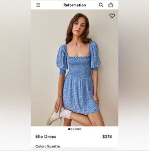 Reformation Elle Dress Lassen Blue Floral Sundress Size 2